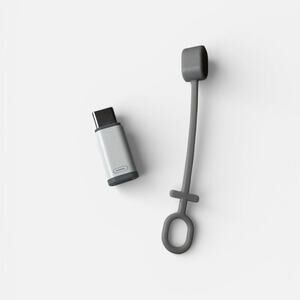 iPhone Lightning Port to USB-C Gray Adapter with Strap Photo & Data Transfer NWT
